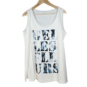 ESCADA SPORT White Sleeveless Tank Top Floral Letter Graphic Size M